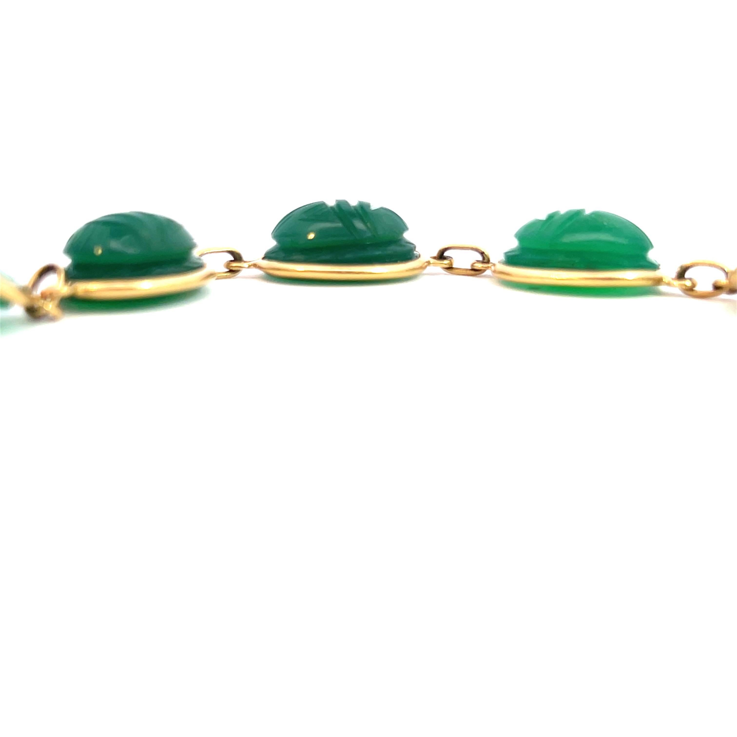 Cabochon Egyptian Carved Scarab Link Bracelet