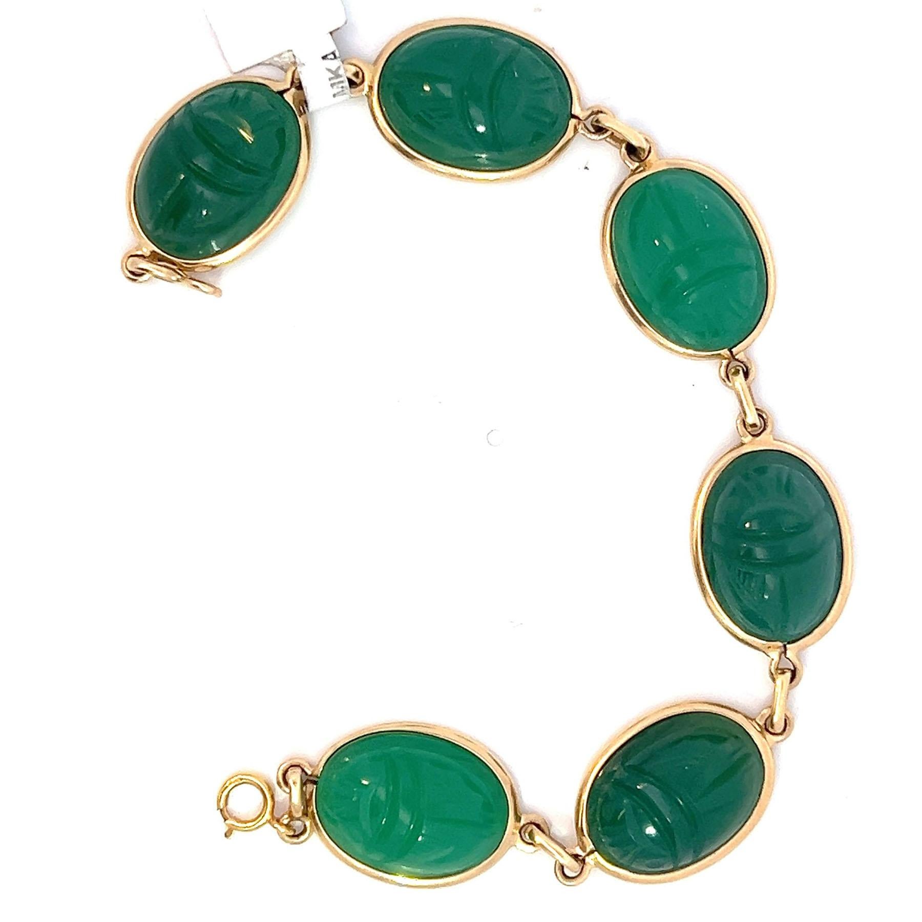 Women's or Men's Egyptian Carved Scarab Link Bracelet