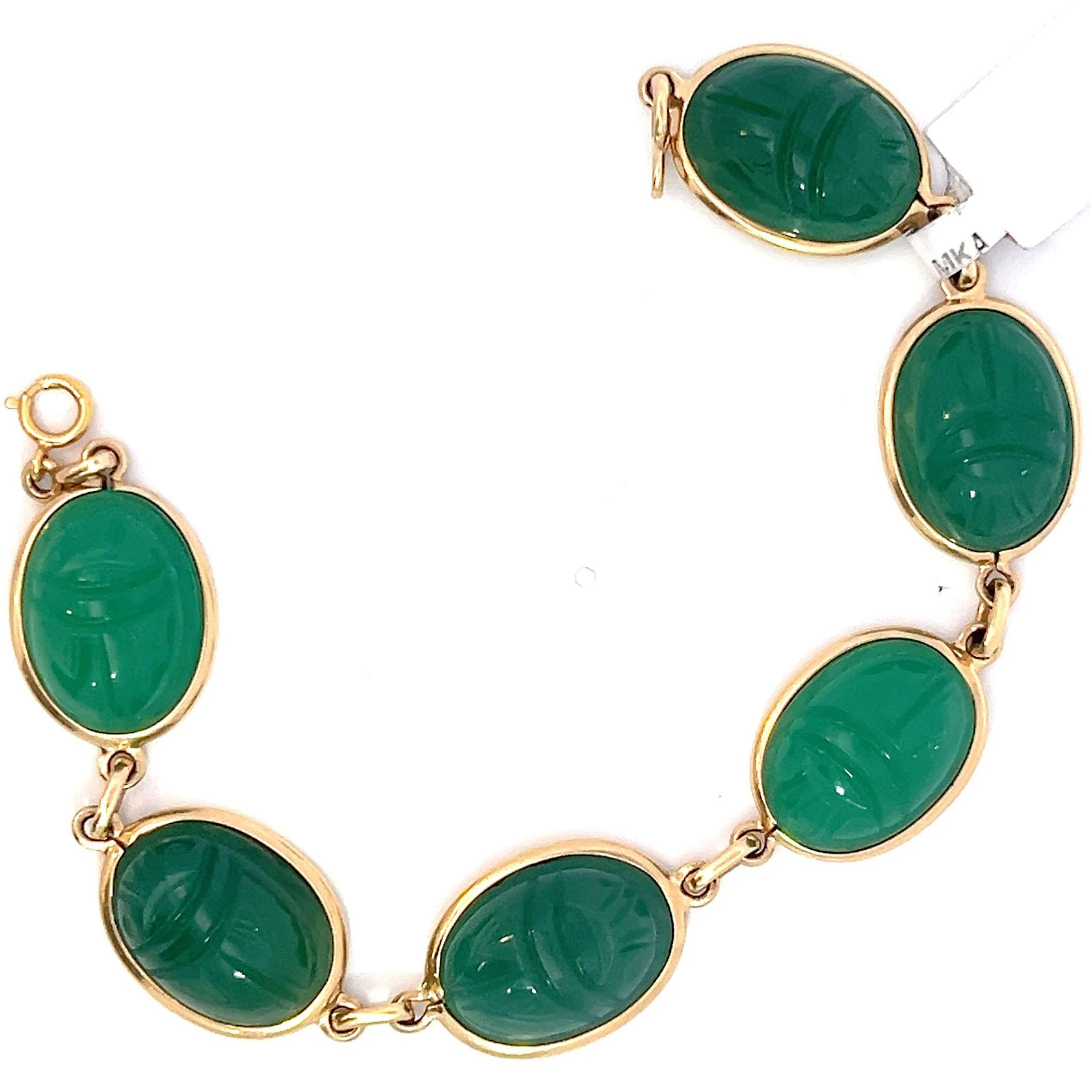Egyptian Carved Scarab Link Bracelet 1