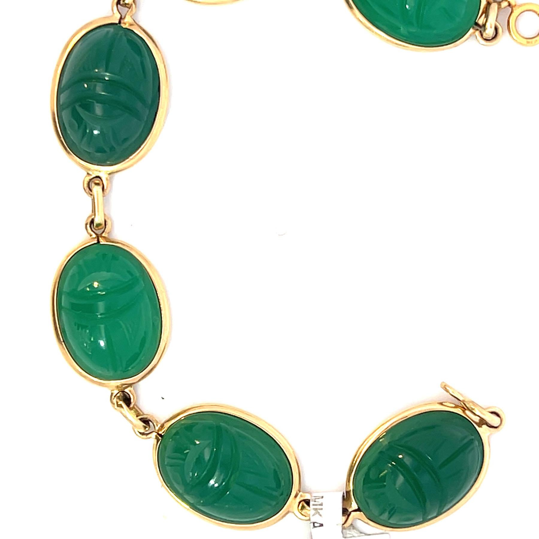 Egyptian Carved Scarab Link Bracelet 2
