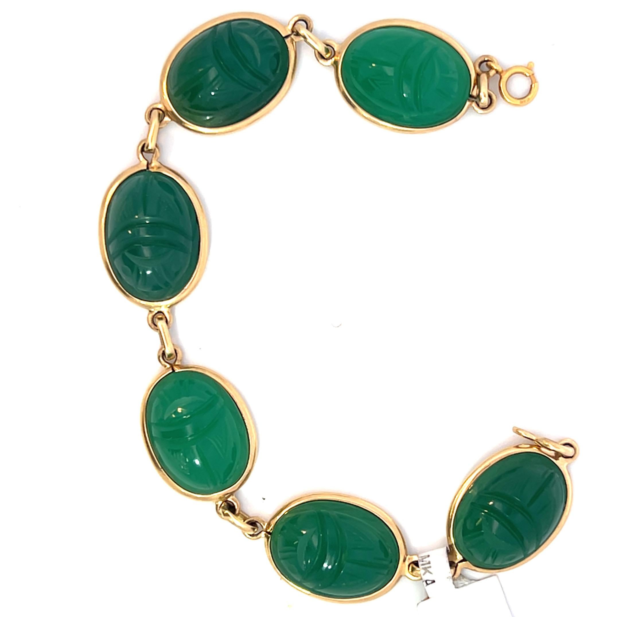 Egyptian Carved Scarab Link Bracelet 3