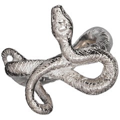 Ägyptischer, klobiger Wadjet-Ring mit gedrehter Schlange aus Sterlingsilber