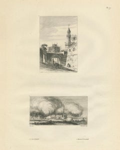 Egyptian City Architecture with Tower, Denon Engraving, 1802