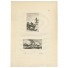 Egyptian City Architecture with Tower, Denon Engraving, 1802 Egyptian City Architecture with Tower, Denon Engraving, 1802
