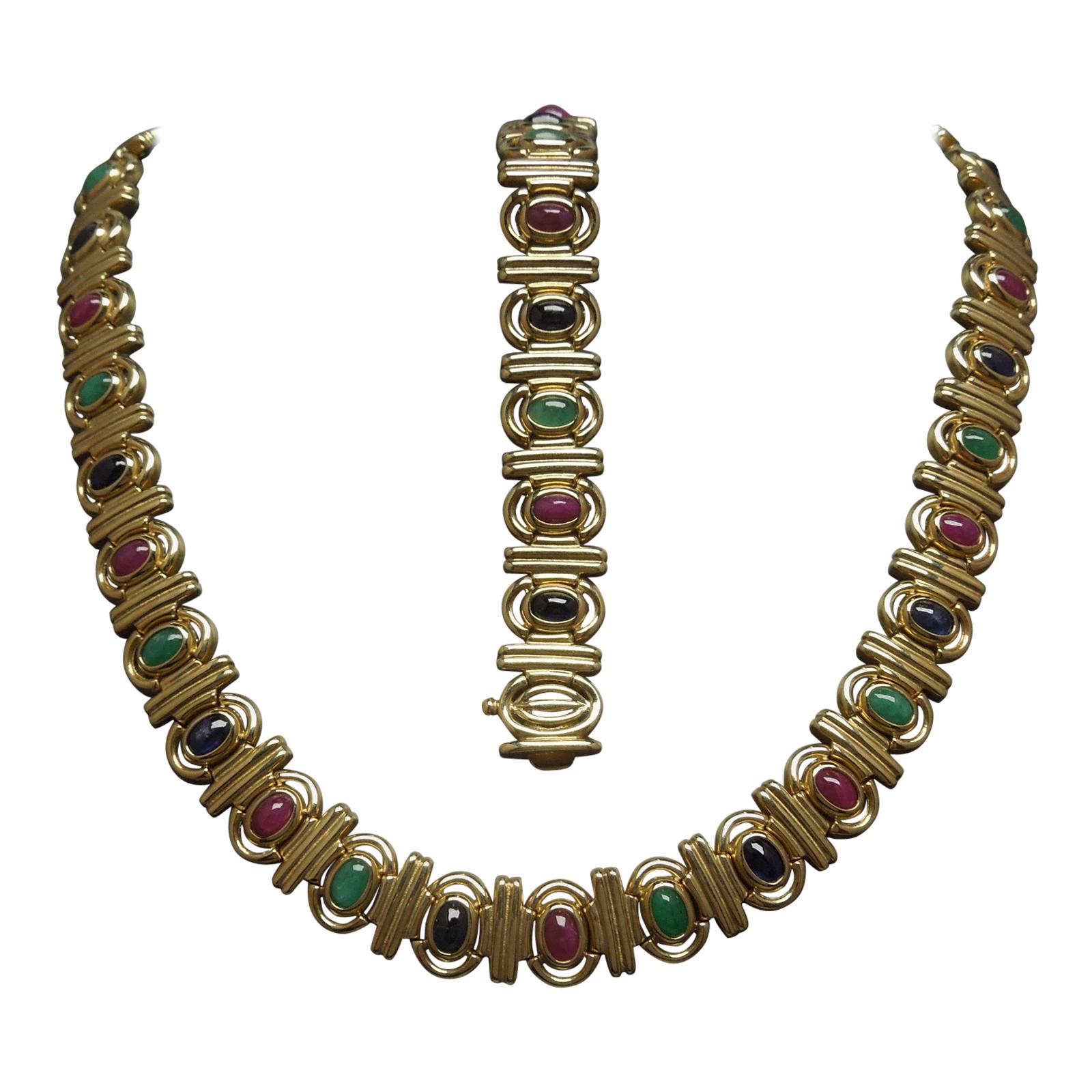 Egyptian Cleopatra Precious Gemstone Necklace Set