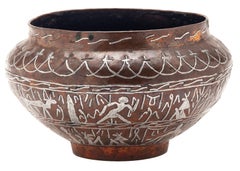 Cache en cuivre égyptien/incrustation d'argent