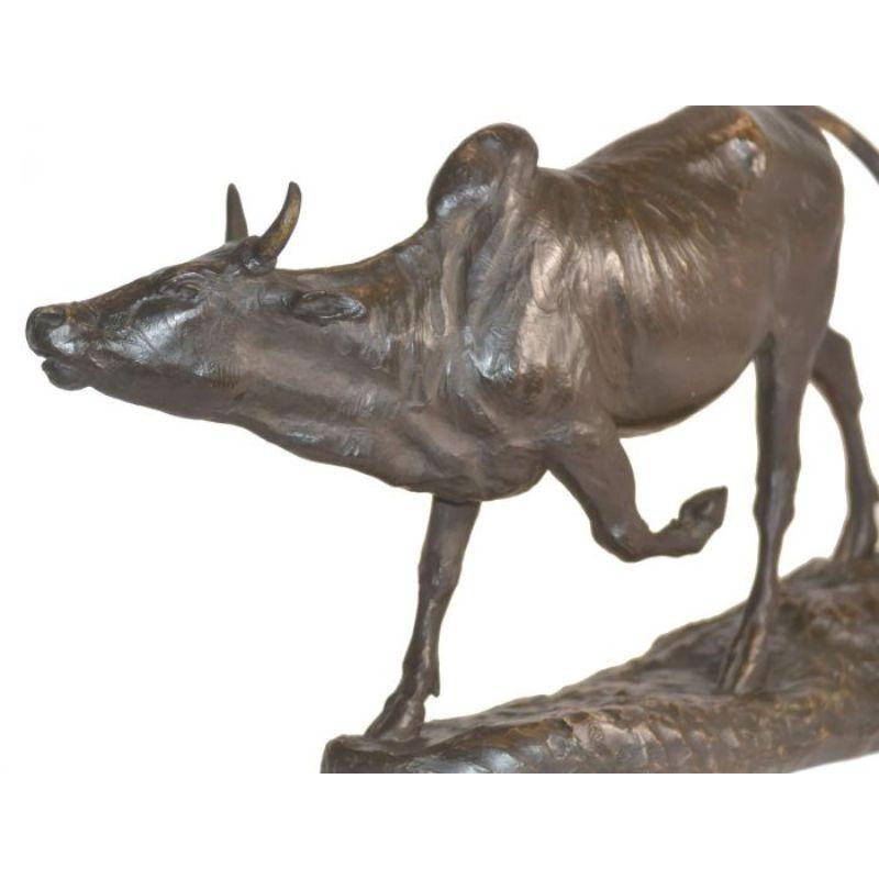 19th Century Egyptian Cow Animal Bronze Dated 1911 Signed Robert Bousquet (1894-1917) For Sale
