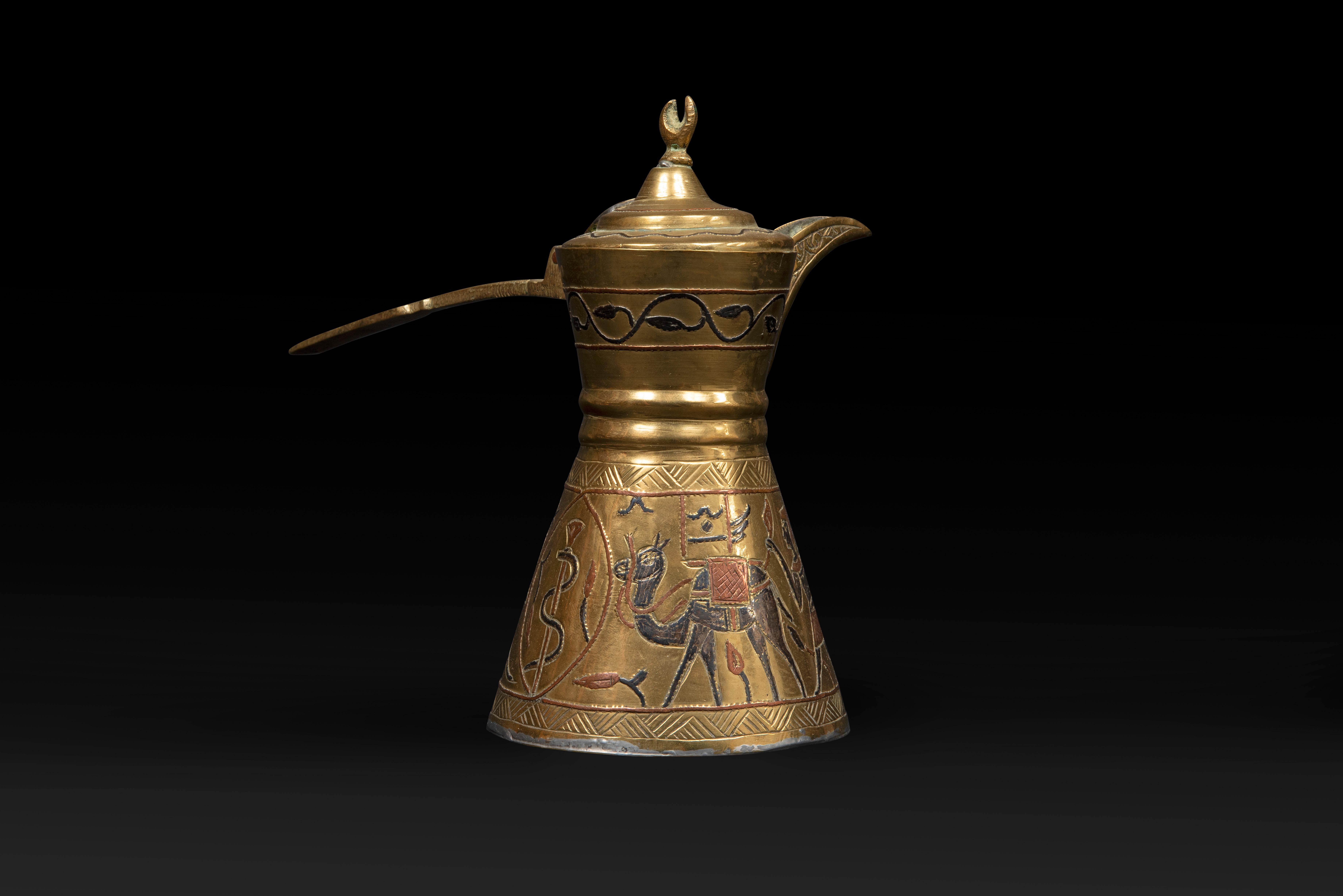 Brass Egyptian Dallah Coffee Pot: A Symbol of Hospitality and Cultural Richness For Sale