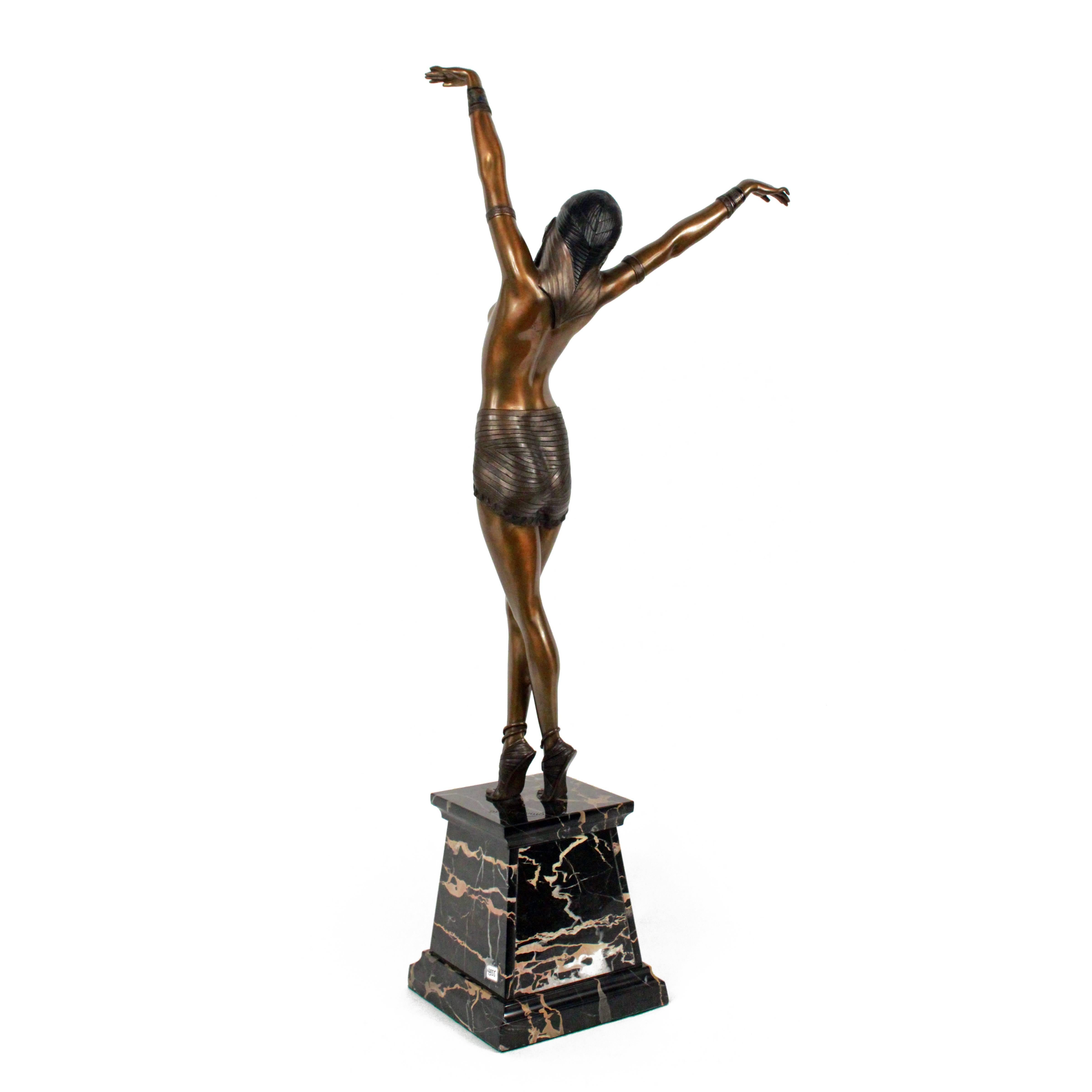 Authentic Art Deco cold-patinated and cold-painted bronze sculpture by the Master of Art Deco D.H. Chiparus titled 