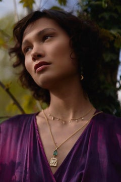 Egyptian Emerald Hathor Pendant in 14k Gold
