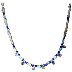 Egyptian Faience Beads with Seven Critrine Briolettes