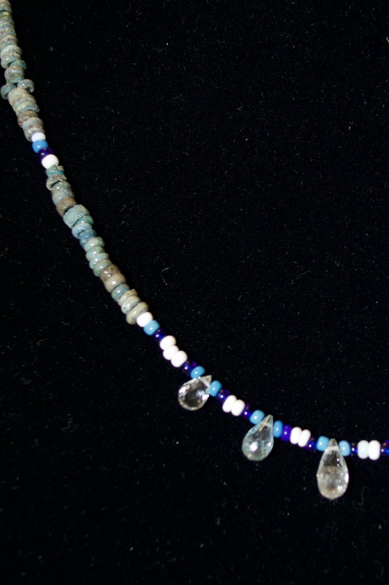 Egyptian Faience Beads with Six Critrine Briolettes For Sale at 1stDibs