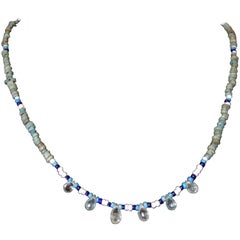 Egyptian Faience Beads with Six Critrine Briolettes