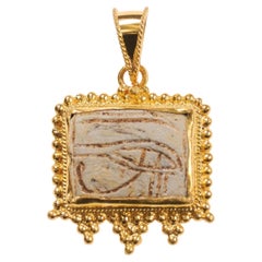 Egyptian Faience Eye Pendant w 21K gold (pendant only)