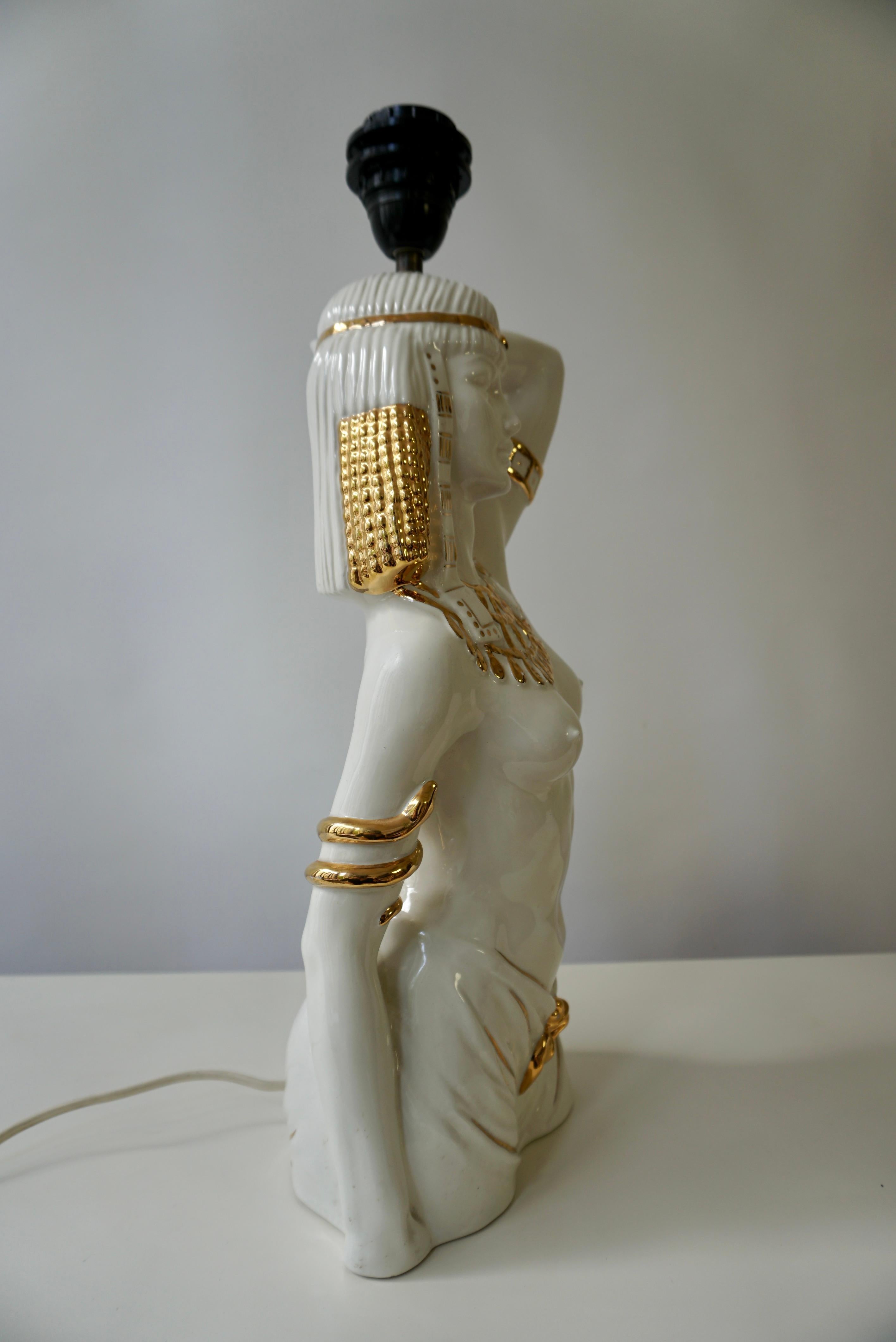 Porcelain Egyptian Figural Lamp For Sale
