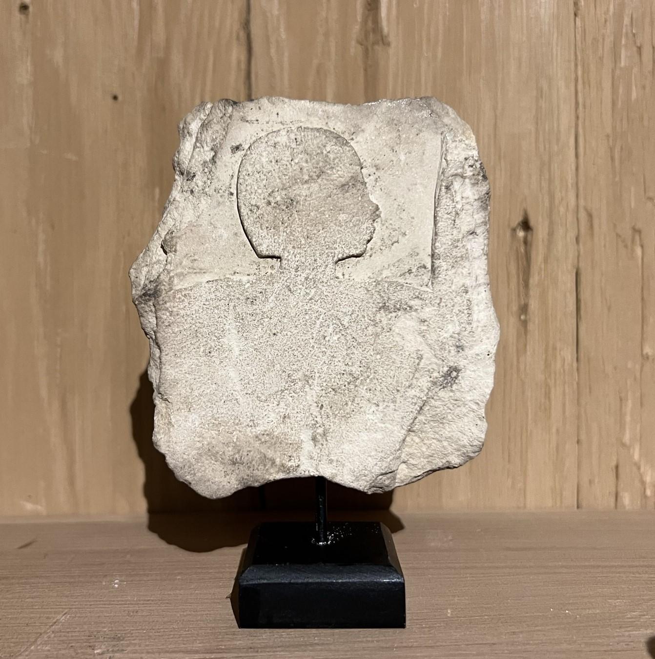 Hand-Carved Egyptian figurative limestone architectural fragment 