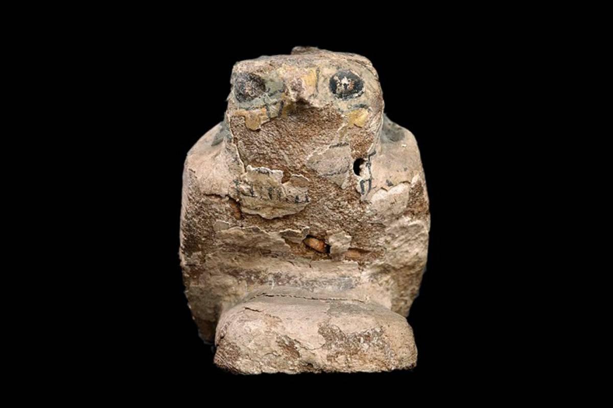 Polychromed Egyptian Figure of a Horus Falcon For Sale