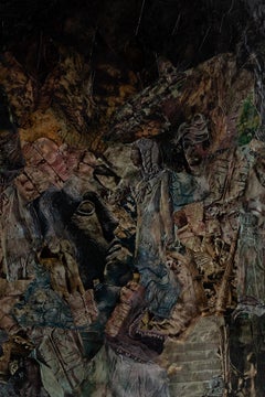 ‘Egyptian Figures’ Collage on Canvas by Jeet Chhabda, 1979