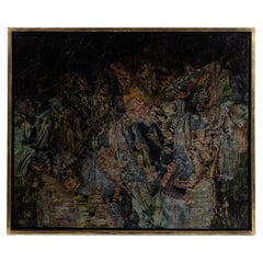 ‘Egyptian Figures’ Collage on Canvas by Jeet Chhabda, 1979