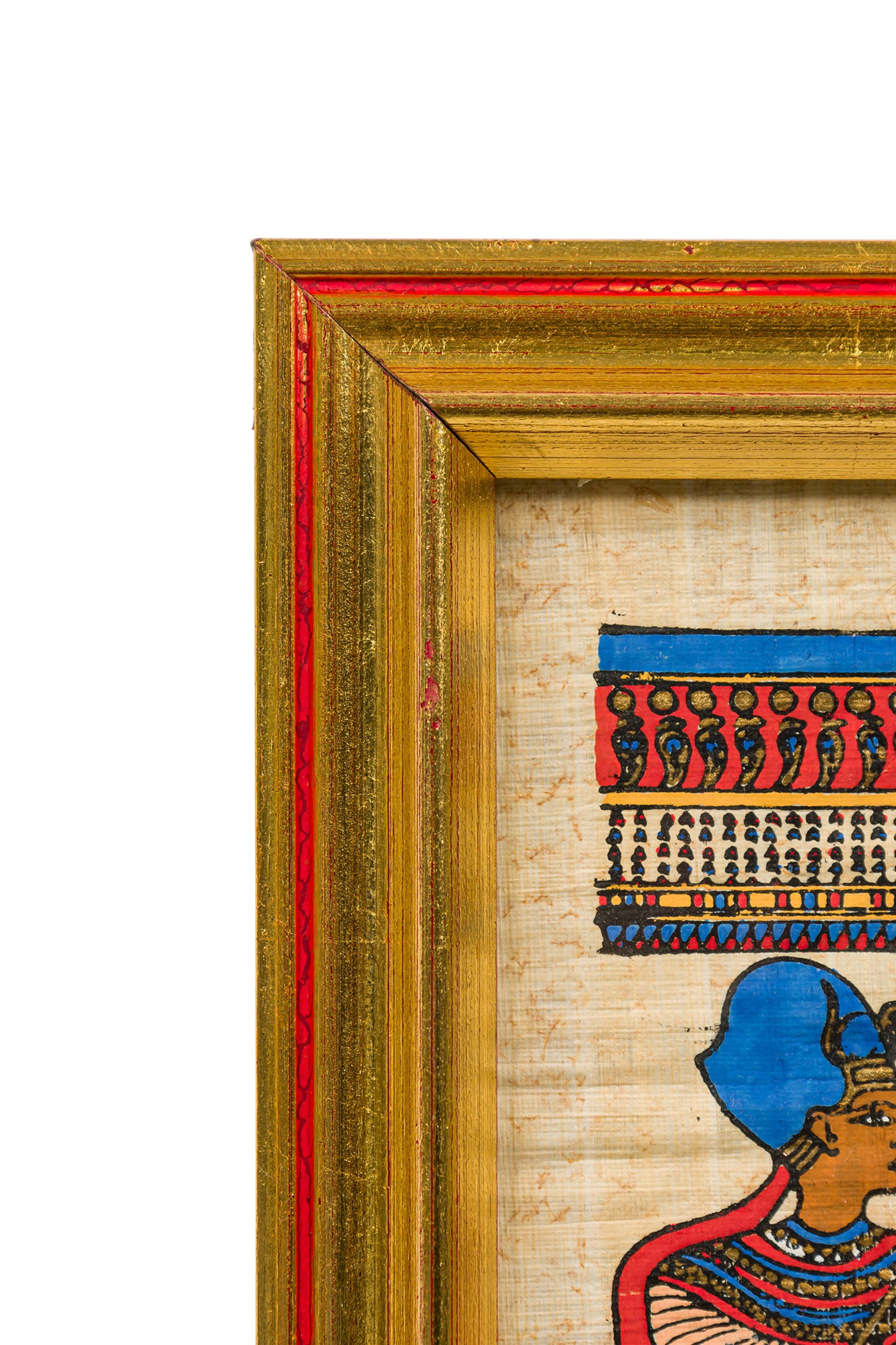 Mauresque Peinture égyptienne encadrée représentant des personnes au service d'un pharaon en vente