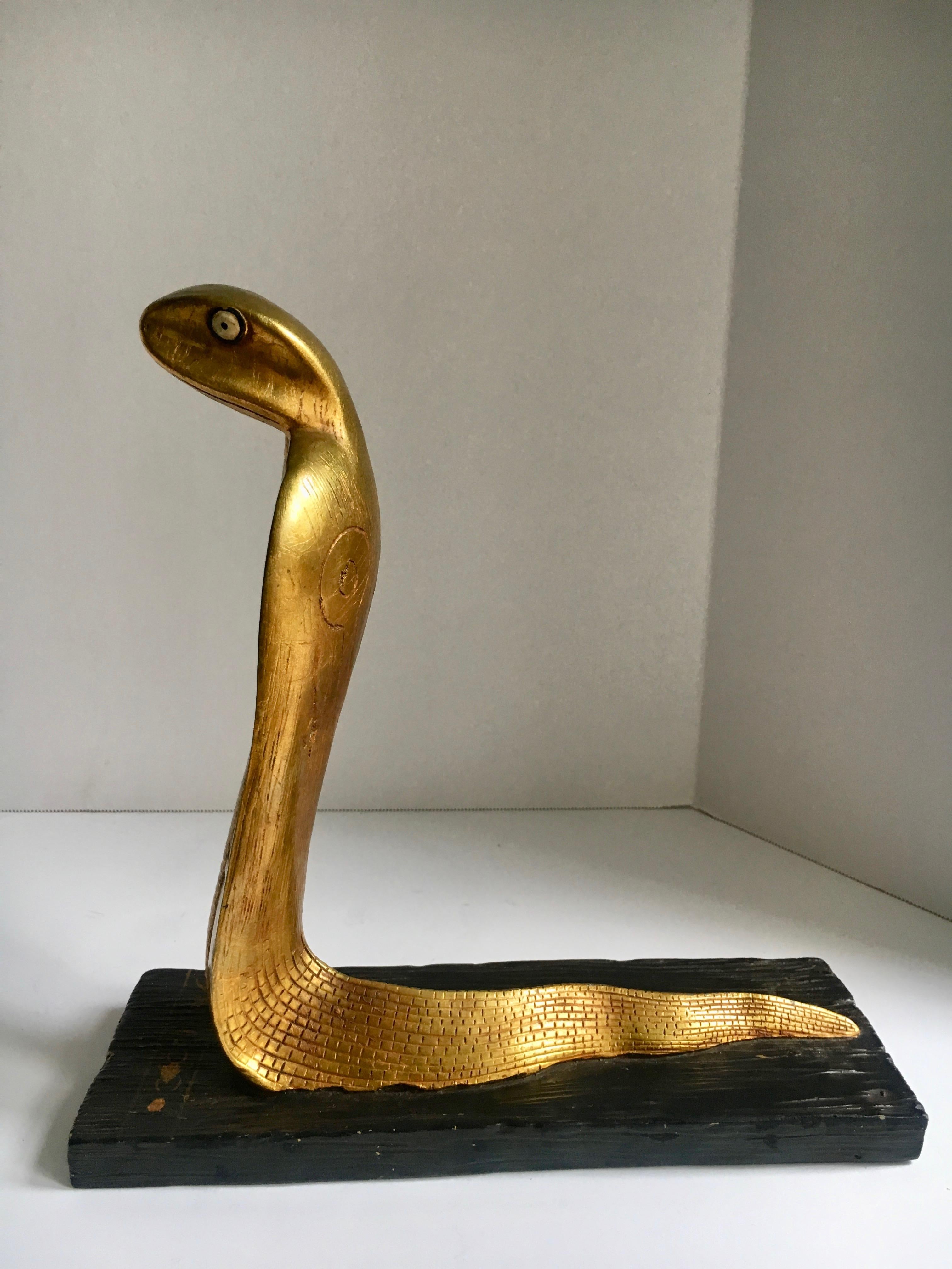 Egyptian Gilt Cobra Sculpture Bookend 3