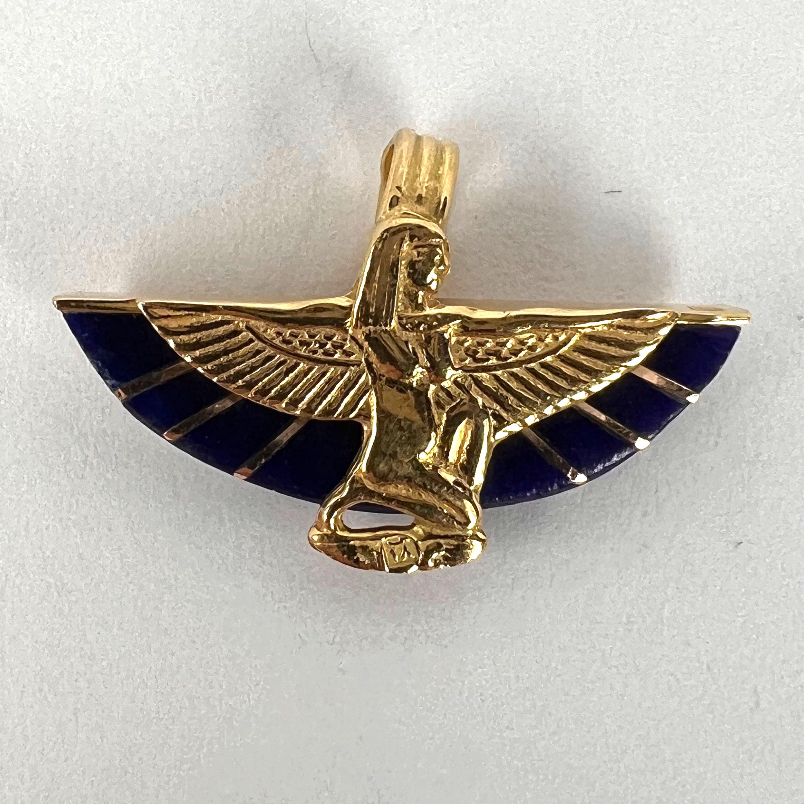 Egyptian Goddess Isis 18k Yellow Gold Pendant 4