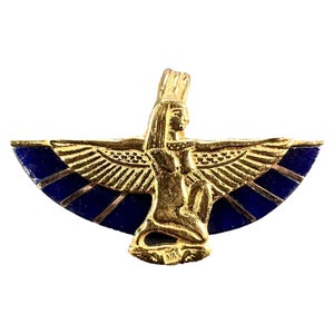Porte-clés Rond En Acier Inoxydable Avec Insert Verre Noir - Motif Déesse égyptienne Isis - Impression UV Résistante