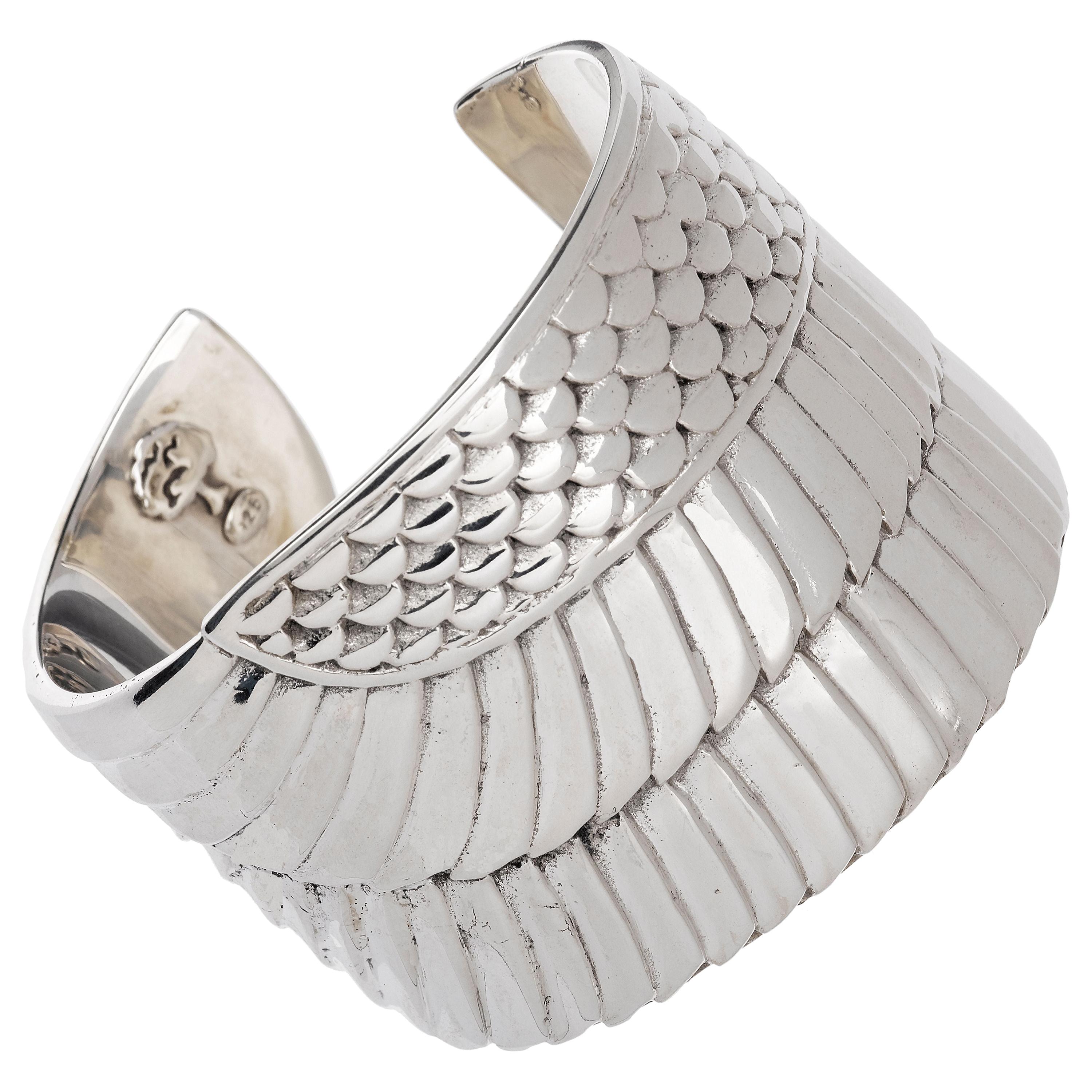 Egyptian Goddess Isis Wing Cuff in Sterling Silver
