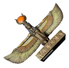 Egyptian Goddess Pharaoh Brass Tabletop Statue