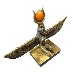 Egyptian Goddess Pharaoh Brass Tabletop Statue Egyptian Goddess Pharaoh Brass Tabletop Statue