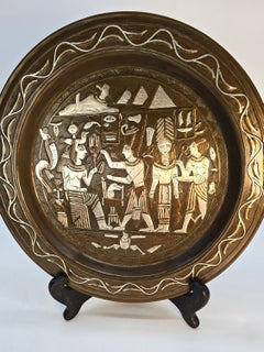 Egyptian Grand Tour Cairo ware silver inlaid charger circa 1900