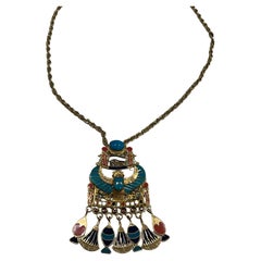 Egyptian Hallmark Art Jewelry. Painted in 18 CT’s gold, with a chain of 14 CT’s 