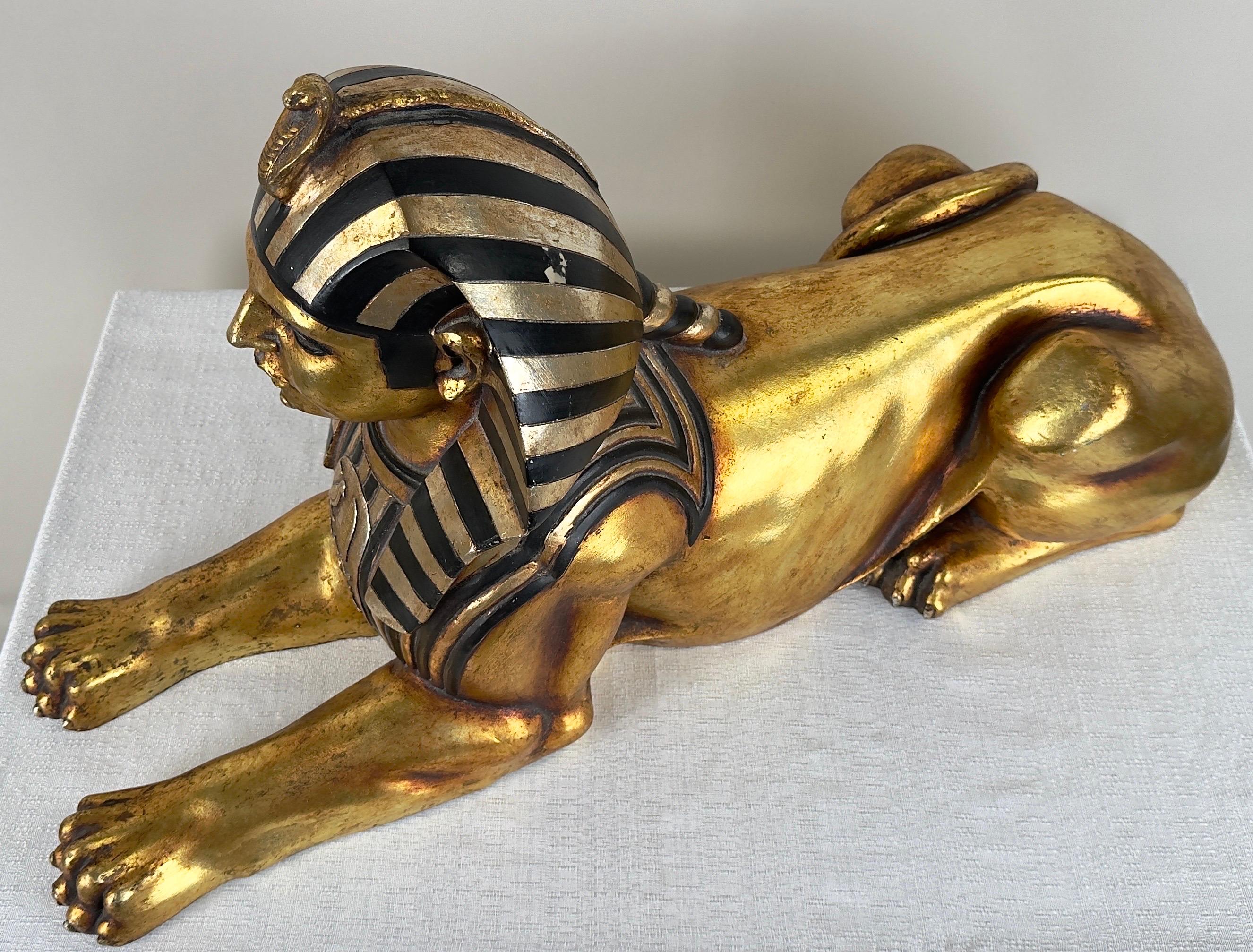 Estatua Esfinge Egipcia Pintada a Mano en Oro Egipcio en venta