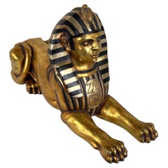 Estatua Esfinge Egipcia Pintada a Mano en Oro