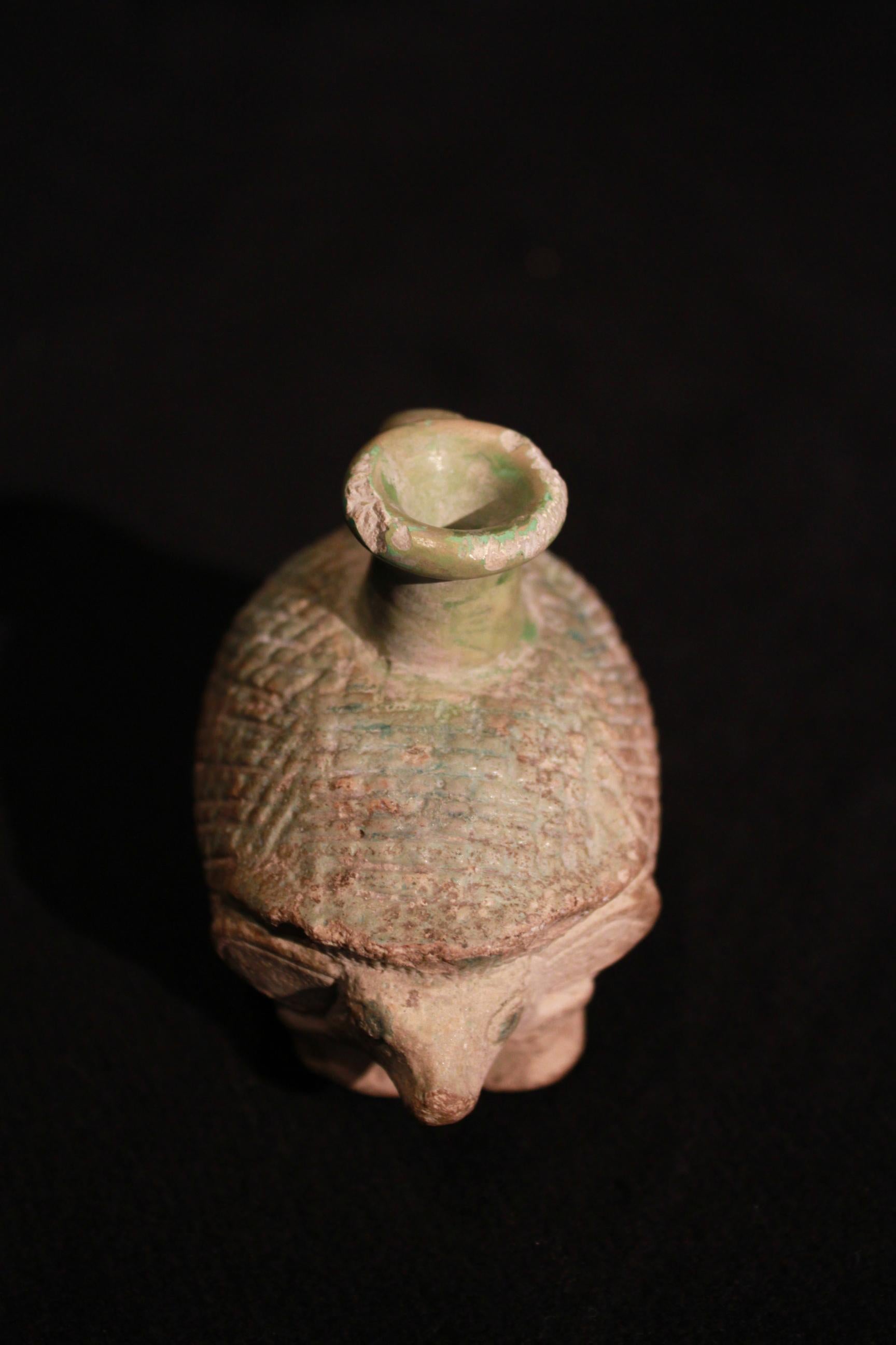 18th Century and Earlier Egyptian Hedgehog Cosmetic Vase, Egypt or Rhodes, circa 664-252 BC For Sale