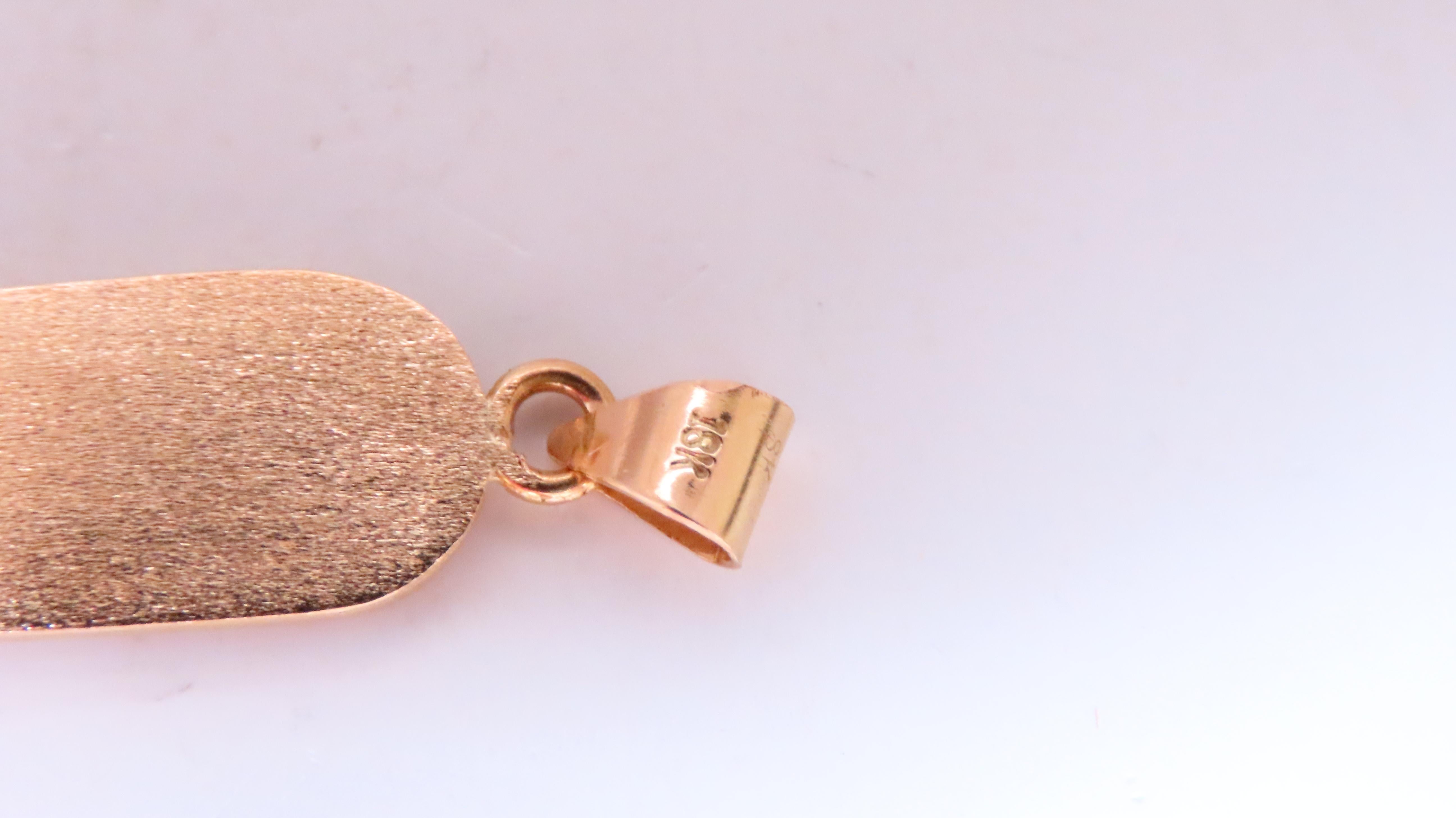 Egyptian hieroglyphic name statement peridot 
2..25 x 0.40 inch wide
18kt yellow gold 
4.8 grams