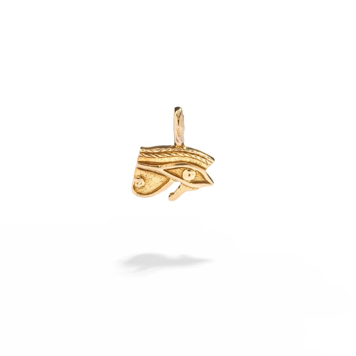 Egyptian hieroglyphic symbol Yellow gold 18k Pendant Charm. 
Egyptian Revival.

Total height: 0.59 inch (1.50 centimeters) including bail.
Total width: 0.47 inch (1.20 centimeters).
Total weight: 1.65 grams.