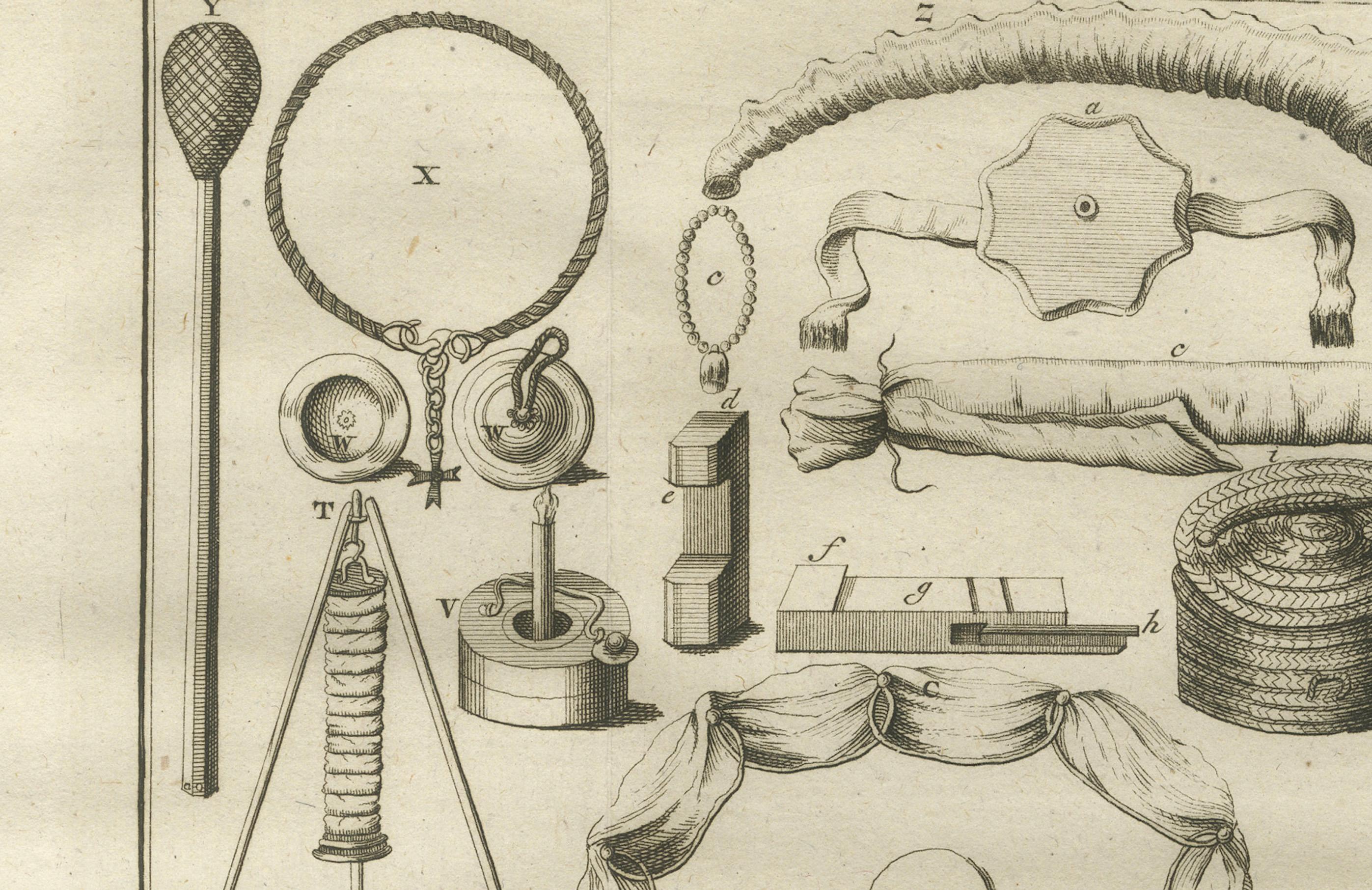 Dutch Egyptian Household Utensils – Antique Engraving of Domestic Tools, c.1776 For Sale
