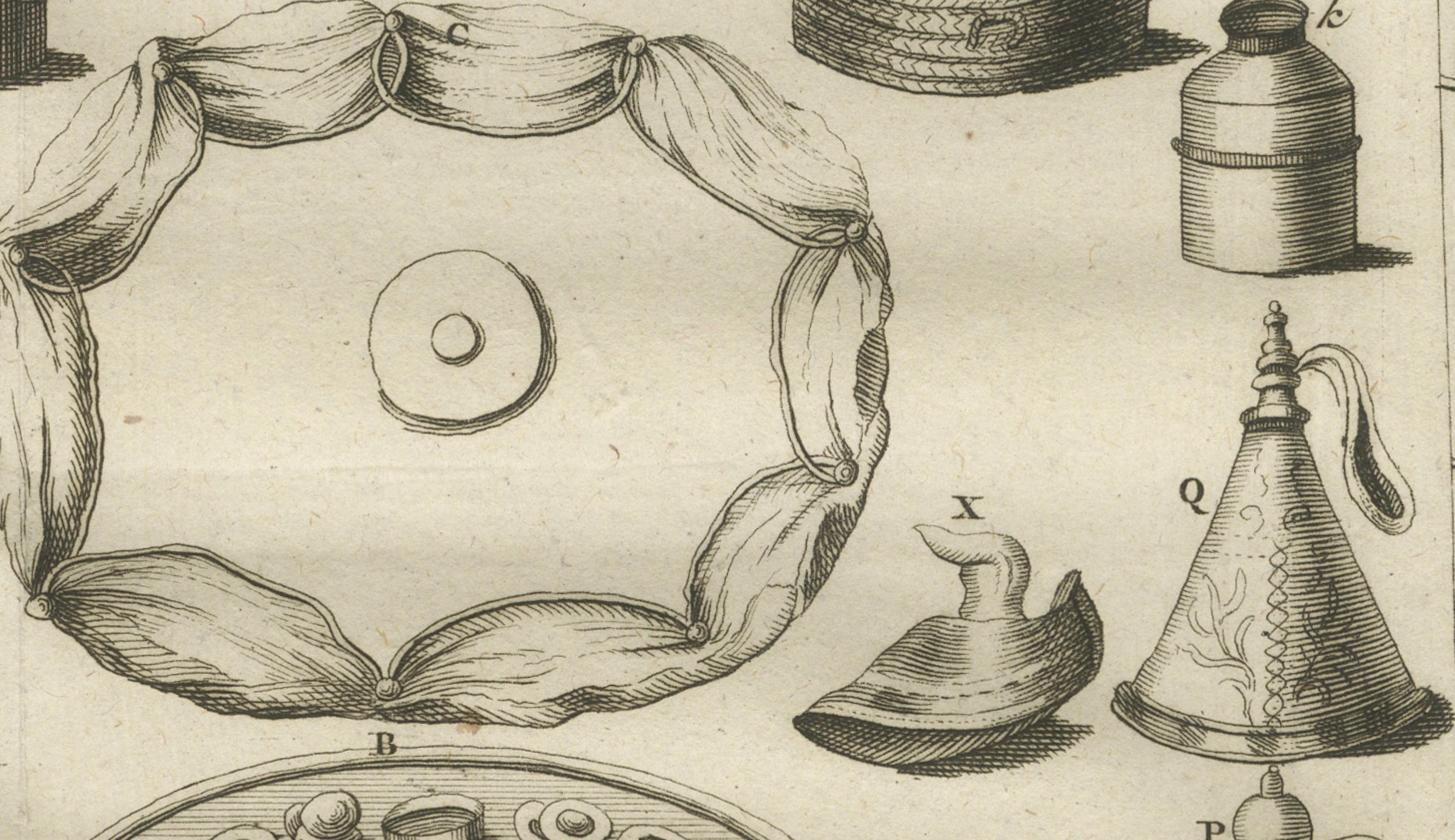 Egyptian Household Utensils – Antique Engraving of Domestic Tools, c.1776 In Good Condition For Sale In Langweer, NL