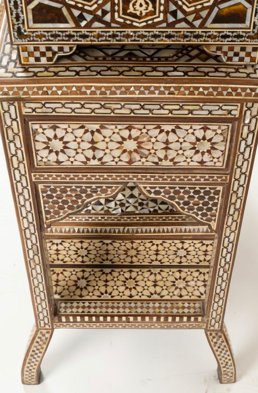 Egyptian Inlaid Chest on Stand In Good Condition For Sale In Los Angeles, CA