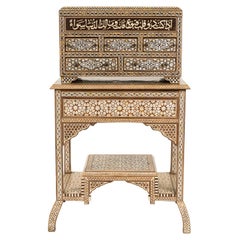 Egyptian Inlaid Chest on Stand