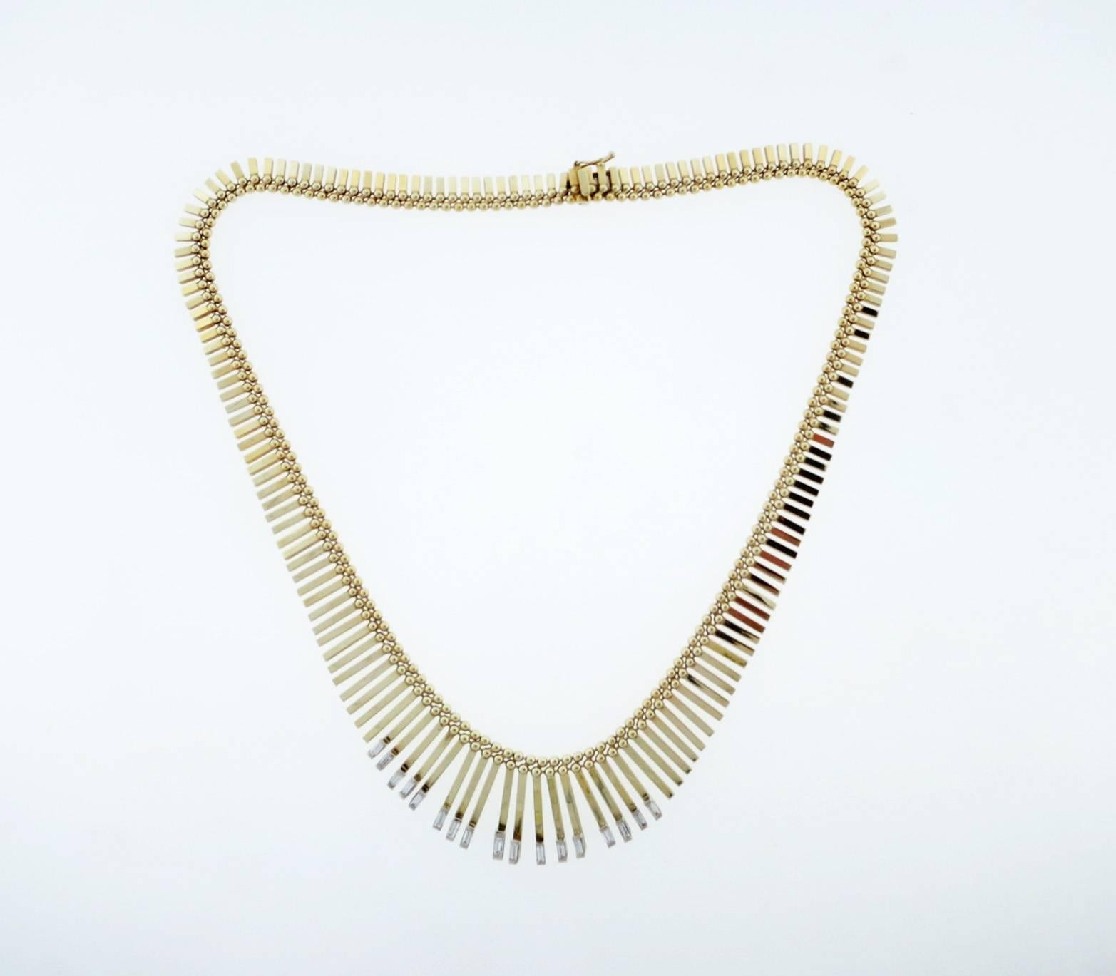 Egyptian Inspired Baguette Cut Diamond Necklace In Excellent Condition For Sale In Lambertville, NJ