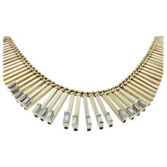 Vintage Egyptian Inspired Baguette Cut Diamond Necklace