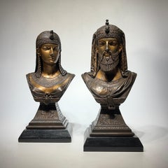 Bustes égyptiens du roi et de la reine d'après J. Guillot datés de 1876