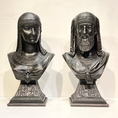Bustes égyptiens du roi et de la reine d'après J. Guillot datés de 1876