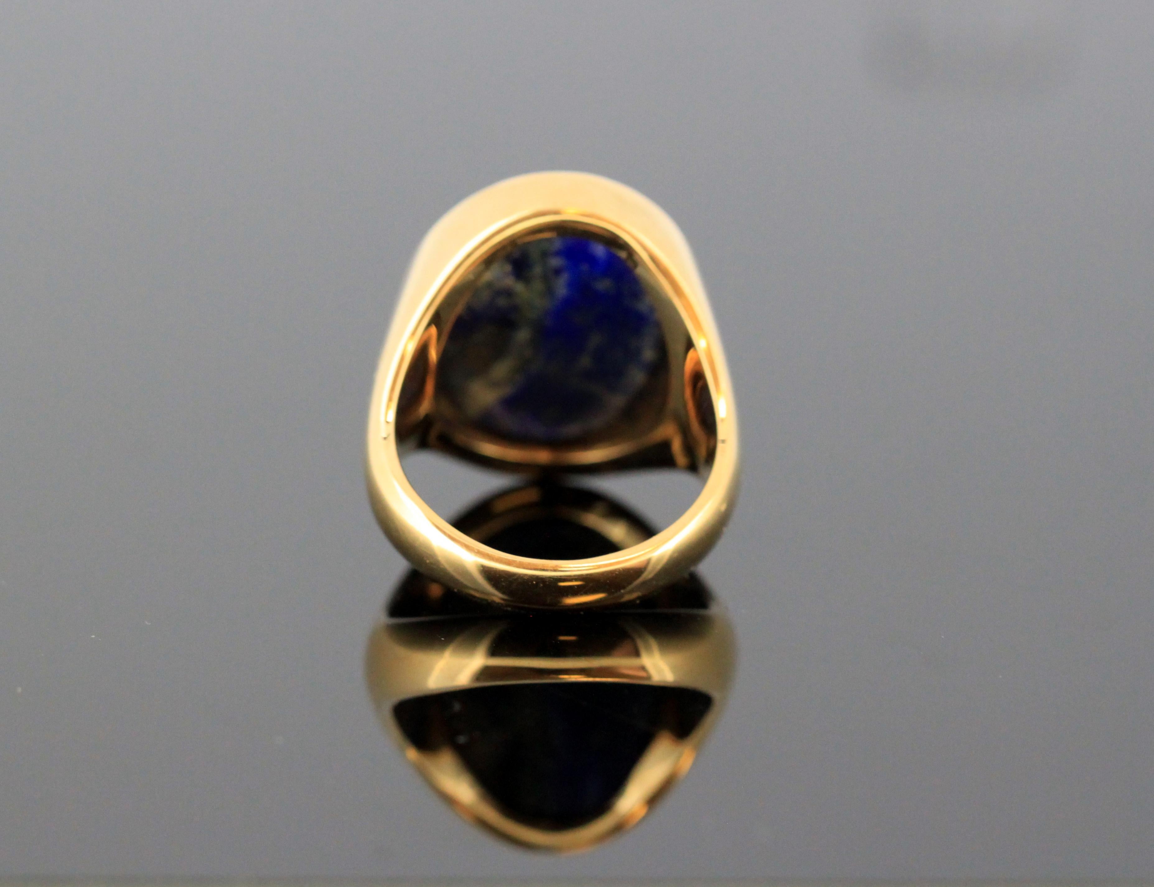 Women's or Men's Egyptian Lapis Lazuli Scarab Gold Ring, 664-332 B.C