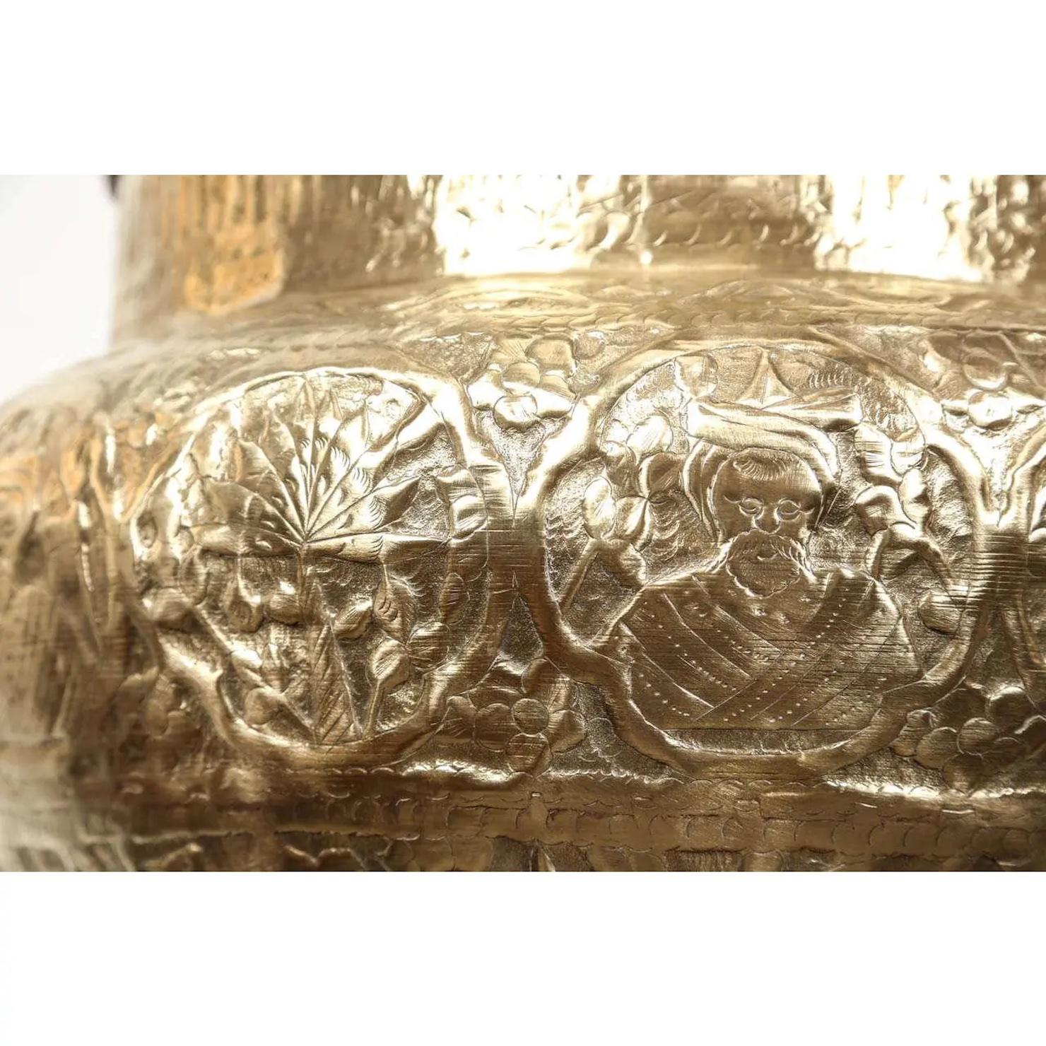 Egyptian Mameluke Embossed Brass Bowl For Sale 5