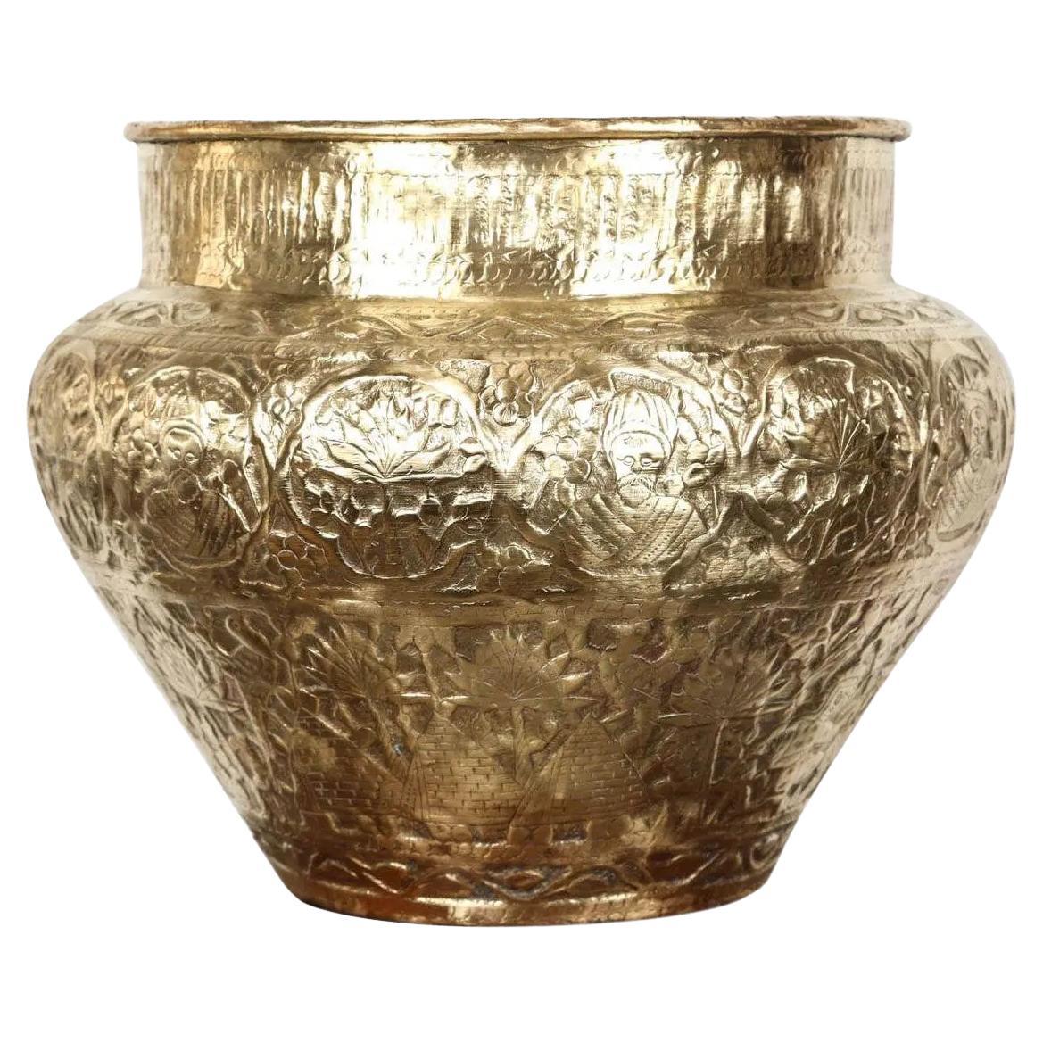 Egyptian Mameluke Embossed Brass Bowl