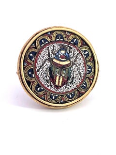 Egyptian Micro Mosaic Scarab Ring 18K