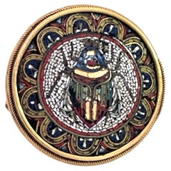 Antique Egyptian Micro Mosaic Scarab Ring 18K